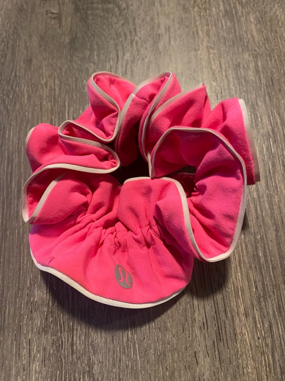 Lululemon Hot Pink Ruffle Scrunchie with Contrast Trim